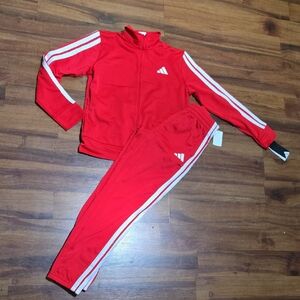 adidas Red Track Jacket and Pants with White Stripes NWT SZ 10 12 KIDS FASHION